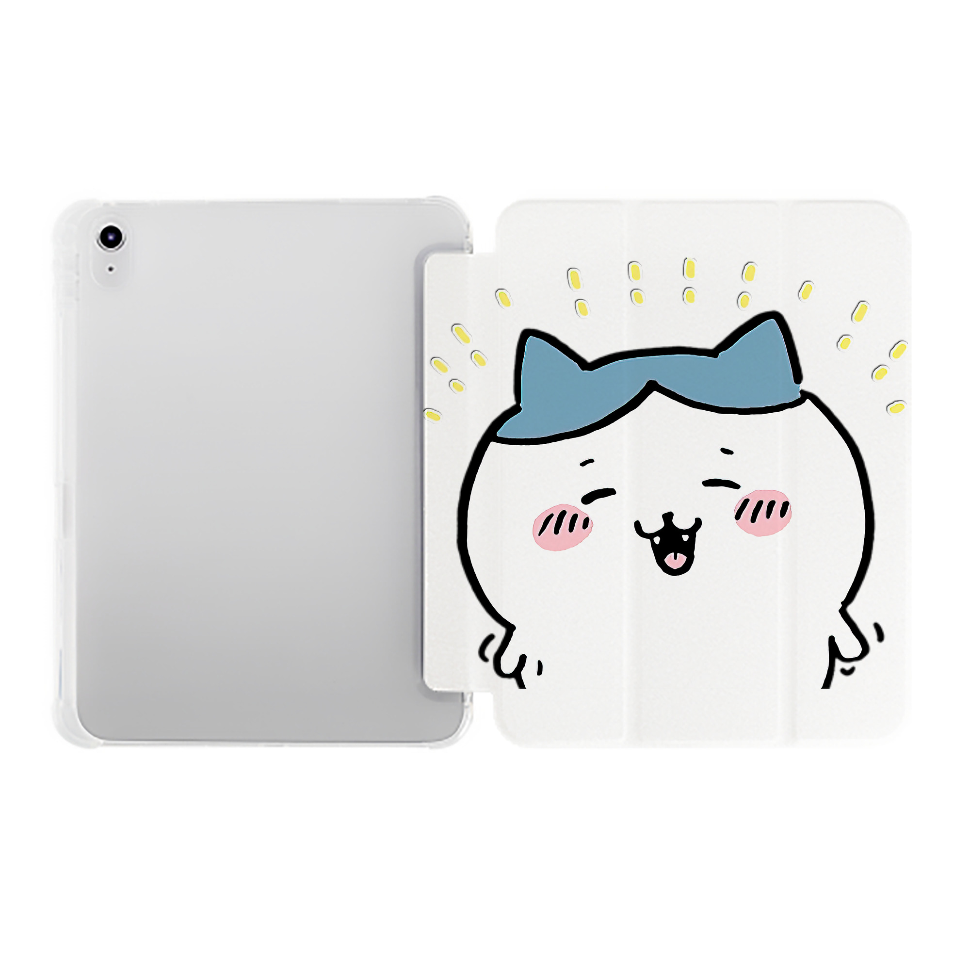 （画像用） ちいかわ ハチワレ Chii-kawa hachiware IPad ケース ペン収納付き 三つ折りスタンド PUレザー×シリコン 対応機種9.5/10.5/10.9インチ